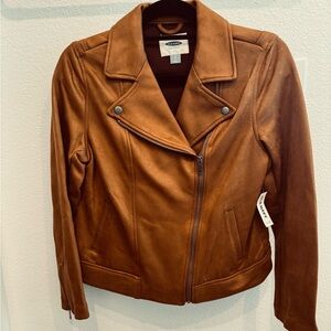 Old Navy Women's Tan Faux Suede Moto Jacket